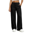 thumbnail image 2 of Sunnin Womens Front Seam Sweatpants Wide Leg Pull On Elastic Waist Side Pockets Casual Athletic Trousers, 2 of 7