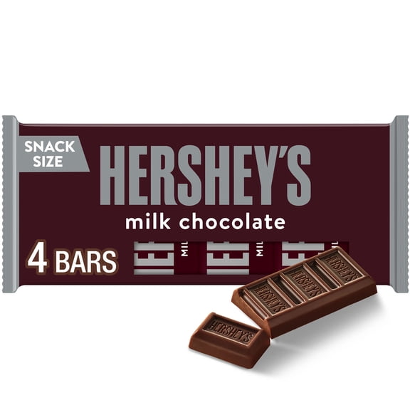 Hershey's Milk Chocolate Snack Size Candy, Bars .45 oz, 4 Count