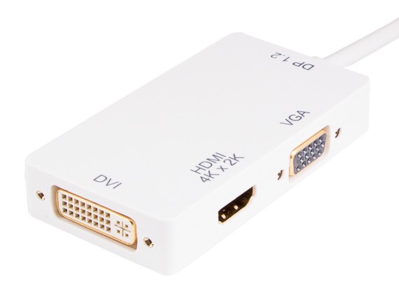 Cable Leader Mini Displayport 1.2 Male (Thunderbolt™ Compatible) to 4K HDMI+DVI+VGA Female Passive 3-in-1 Adapter Cable