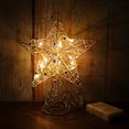 thumbnail image 2 of Estrella de árbol de Navidad CVHOMEDECO tejida en alambre plateado con luces LED blancas brillantes, 2 of 7