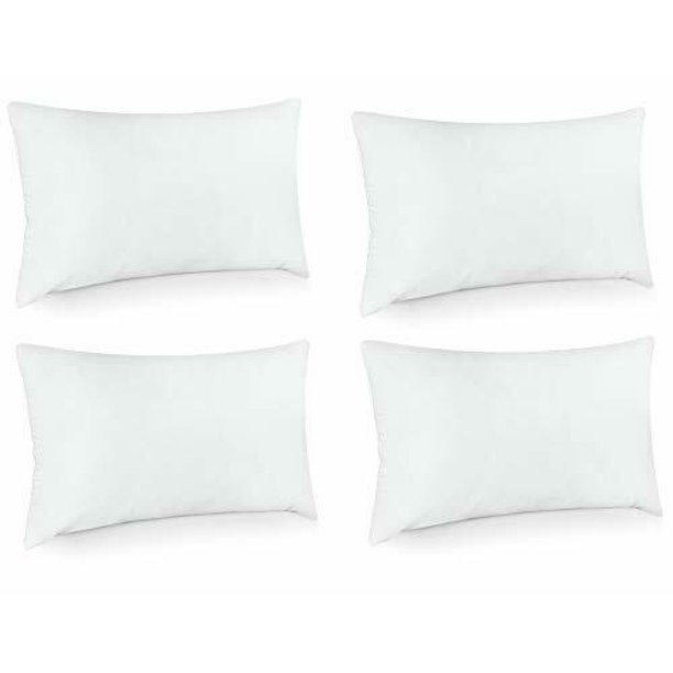 Pack of 4 Throw Pillows Insert Bed and Couch Pillows White (12x20