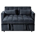 thumbnail image 6 of Holaki 3 in 1 Convertible Sleeper Sofa Bed,Modern Pull Out Couch Bed,Adjustable Backrest,Velvet Loveseat Futon Sofa with Pillows & Pockets for Living Room Apartment,Grey/Black/Blue,63"x52.75"x31.1", 6 of 10