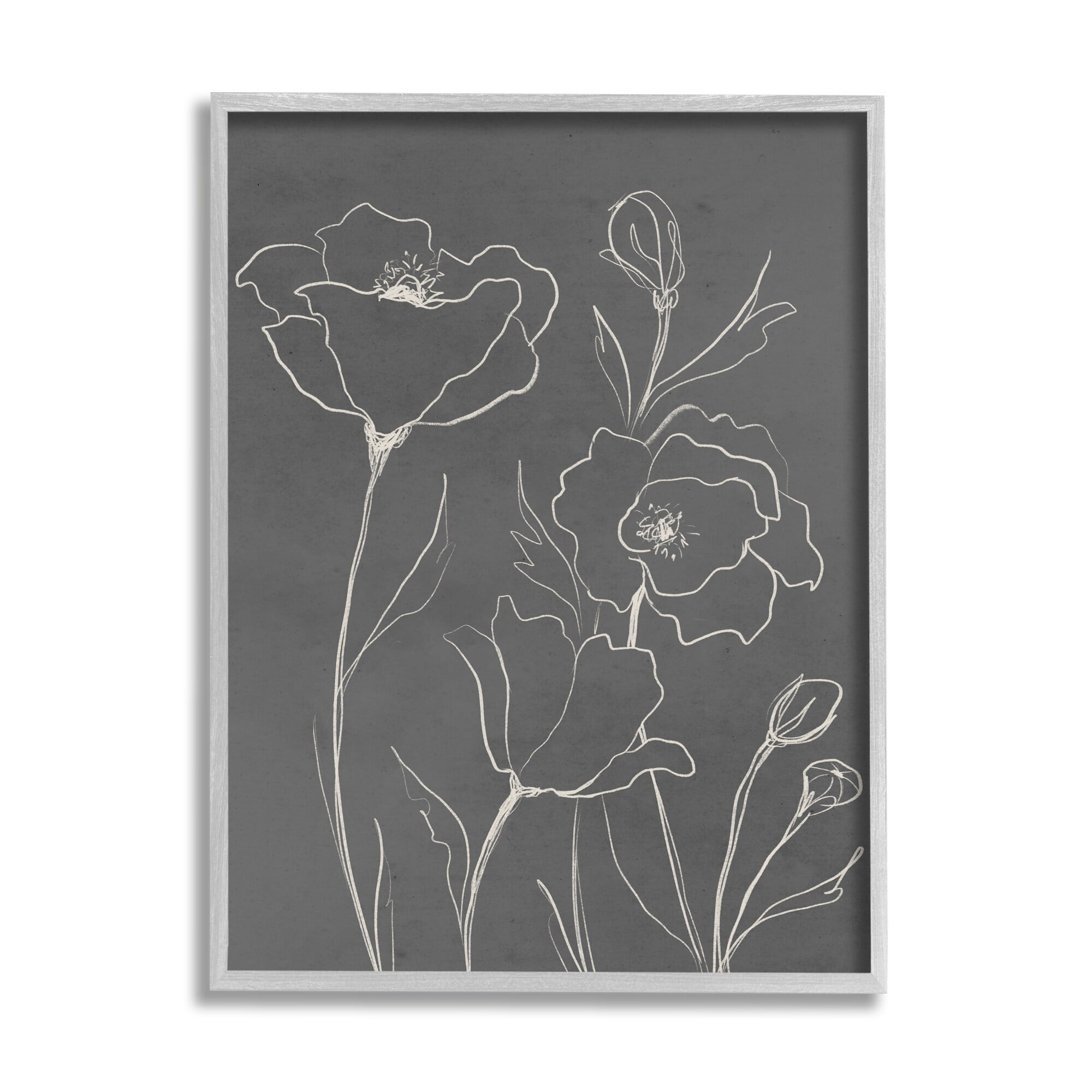 Stupell Industries Blossoming Flower Petals Botanical Line Doodle Drawing Graphic Art Gray Framed Art Print Wall Art, Design by Elizabeth Medley
