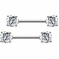 thumbnail image 2 of 14G 5 Pares Anillos para Pezones Anillo para Lengua Acero Quirúrgico Pezones Retenedor Piercing Mujeres Plata Barras Rectas, 2 of 5