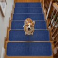 thumbnail image 2 of Navy Blue Linen Stair Treads Non Slip for Steps Farmhouse Pure Color Country Vintage 10 Pcs Reusable Adhesive Stair Runner Mats for Dogs Elders Carpet Treads Rugs for Staircase 8x30 In, 2 of 9