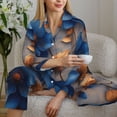 thumbnail image 6 of Daiia Elegant Blue Gold Blooms for Women's Long-Sleeved Pajama Set – Soft & Comfortable Sleepwear Button-Up Pajamas Cozy Lounge Wear-XX-Large, 6 of 7