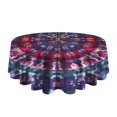 thumbnail image 5 of Colorful Tie Dye Pattern Round Tablecloth 60"x60",Wrinkle Wipeable Table Cloth for Kitchen Dining Room Picnic Patio Party, 5 of 6