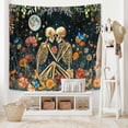 thumbnail image 5 of Floral Skeleton Lovers Tapestry Plant Flower Aesthetic Skull Gothic Tapestry for Bedroom Lovers Tapestry Wall Hanging for Dorm Living Room, 5 of 7
