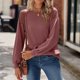 thumbnail image 4 of Tops Para Mujer Elegante Blusa Casual Camisas de Manga Larga Otoño Moda Sólido Cuello Redondo Camiseta Hallowout Odeerbi  ODB171293, 4 of 8