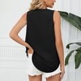 thumbnail image 4 of Sleeveless Vest Top Pure Color V Neck Lace Pullover Casual Comfortable Tank Top for Office Work School Party Black S, 4 of 6