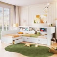 thumbnail image 5 of Harper & Bright Designs L Shaped Twin Beds for 2, Corner Bed with Trundle & Drawer, Twin Size L Shaped Bed with Storage Shelf for Boys and Girls, White, 5 of 16