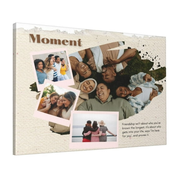 Custom Canvas Prints Beige Minimalist Moment Personalized Photo Image Collage DIY Framed Kit Wall Art Picture Room Decor 16x20 inch