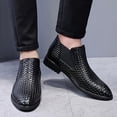thumbnail image 6 of FIVANACE Men's Slip - On Chelsea Boots: Faux Leather, Woven Design – Ideal for Casual & Outdoor Activities, 6 of 7
