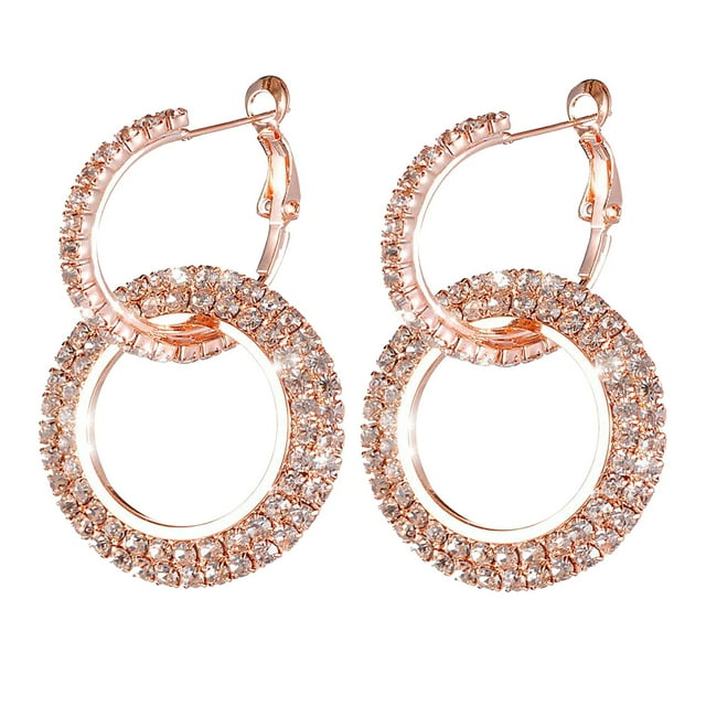 Geometric Rhinestone Earrings Full Earrings Fashionable Low Earrings Trendy Earrings Earring Pack for Women Drop Earrings Girls Earrings for Sensitive Ears Cute Ear Rings Ear Ring Studs Clip on Hoop