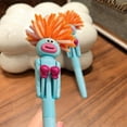 thumbnail image 6 of Partheme Mop Head Ballpoint Pens - Funny Boxing Pen Topper Pen with Cute Plush Hair Topper, Click Fun Pens, Portable Cartoon Signing Pens for Adults Office Home, Decor Gift , Blue, 6 of 6