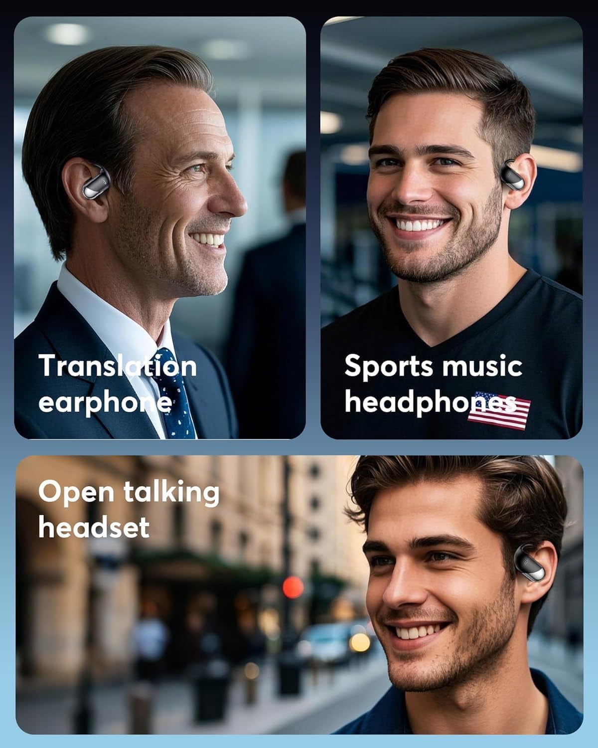 AI Translation Earbuds Real Time - Audifonos Traductores Inglés Español, 3-in-1 Translator Device, Supports 144 Languages & Accents, Open Ear Earbuds with Charging Case