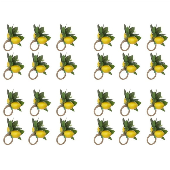 Juego de 24 Servilleteros de Limón con Forma de Hoja de Vid de Limón para Decoración de Mesa de Comedor, Banquete, Boda, Cumpleaños, Navidad.