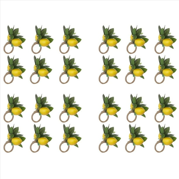 Juego de 24 Servilleteros de Limón con Forma de Hoja de Vid de Limón para Decoración de Mesa de Comedor, Banquete, Boda, Cumpleaños, Navidad.