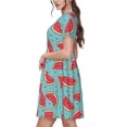 thumbnail image 2 of Easygdp Watermelon para Vestido Transpirable de Mujer, Vestido Suelto de Manga Corta con Pliegues y Bolsillos para el Verano, 2 of 6