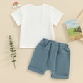 thumbnail image 3 of Bagilaanoe 2pcs Toddler Baby Boy Shorts Set Short Sleeve Letter Print T Shirt Tops + Shorts 6M 12M 18M 24M 3T Kids Casual Summer Clothes, 3 of 8