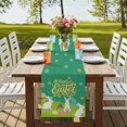 thumbnail image 4 of Happy Easter Table Runner, Rabbits Eggs Spring Daisy Floral Grass Green Cotton Linen Table Runners 108 Inches Long, Dresser Scarf Runner for Dining/Living Room/Kitchen/Square Tables 13''x108'', 4 of 9