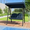 thumbnail image 3 of Costway 2-Person Outdoor Porch Swing Swing Loveseat with A-Shaped Metal Stand Navy, 3 of 10