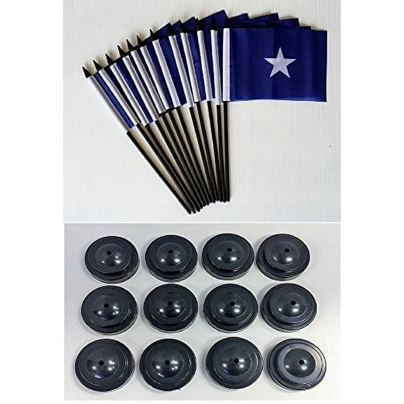 PACK of 12 4"x6" Bonnie Blue Miniature Desk & Table Flags, 1 Dozen 4"x 6" We Are a Band of Brothers Small Mini Stick Flags (Flags with Stands)