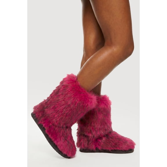 Women's Faux Fur Round Toe Booties