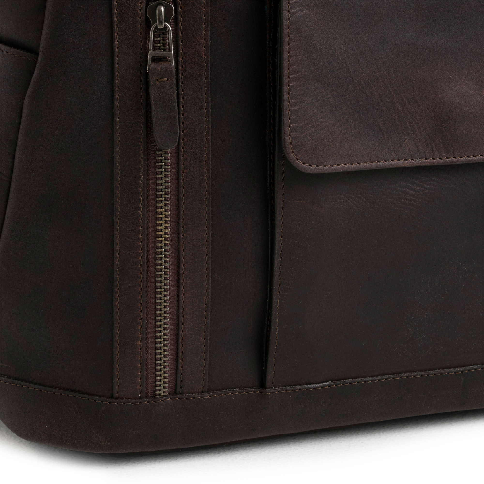VELEZ Dark Brown Top Grain Leather Backpack for Men Daypack Vintage Laptop Bag