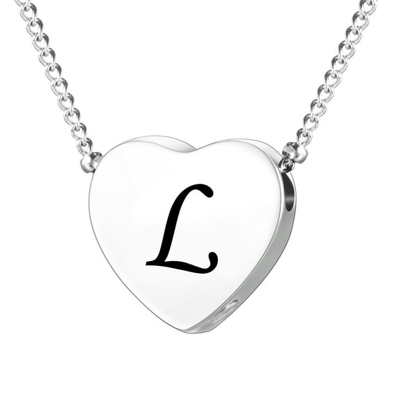 XIUDA Cremation Jewelry for Ashes Personalized Initial Heart Urn Necklace for Women Men Stainless Steel Keepsake Memorial Pendant for Human Ashes