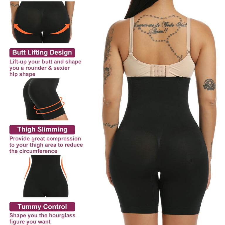 QRIC Women Shapewear Shorts Tummy Control Butt Lifter Body Shaper High Waist  Compression Shorts Thigh Slimmer Pack of 2 