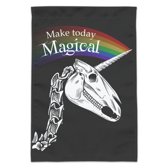 Make Today Magical Skeleton Unicorn Skull Halloween Garden Yard Flag