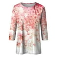 thumbnail image 4 of IROINNID Polyester Long Sleeve T Shirt for Women Casual Printed T-shirt Blouse Round Neck Tops,Pink, 4 of 5