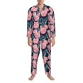 thumbnail image 3 of Sikiie Rose Flowers Mens Pajama Set, Soft Warm Long Sleeve Sleepwear, Cozy Button-Down Pjs for Men-Medium, 3 of 7