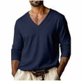 thumbnail image 2 of Handshe Men's V-Neck Pullover Shirt, Solid Color with Drop Shoulder Sleeves, Comfortable Long Sleeve Sports Apparel for Daily and Outdoor Use, 2 of 6