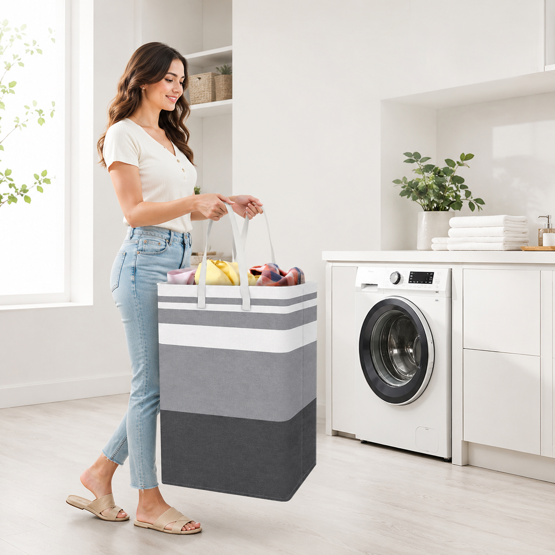 Brotasdro 2-Pack 75L Laundry Basket, Waterproof Gray photo 7
