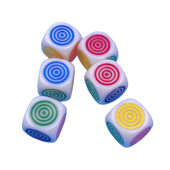 AOOOWER 6Pcs Colorful 16mm Acrylic Dices Cubes with Round Striped Dots for Party Use