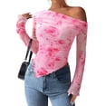 thumbnail image 1 of Blusa PRETTYGARDEN 2025 Hombros Descubiertos Floral Rosa Rojo L, 1 of 9