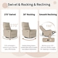 thumbnail image 4 of Leumius Swivel Recliner Chair,270° Swivel Rocker Chair for Adults,Small Rocking Recliner for Small Spaces, Upholstered Fabric Glider Recliner Nursery,Living Room Chair,Theater SeatingBrown, 4 of 26