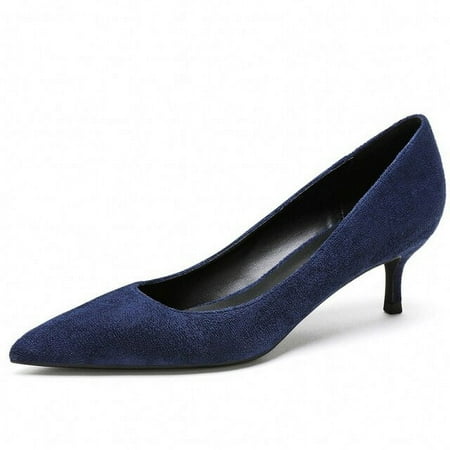 YCNYCHCHY 2020 New Kid Suede Leather Women Pumps Pink Gray Dress Shoes Woman Pointed Toe Office Bridal Shoes Fashion Med High Heel