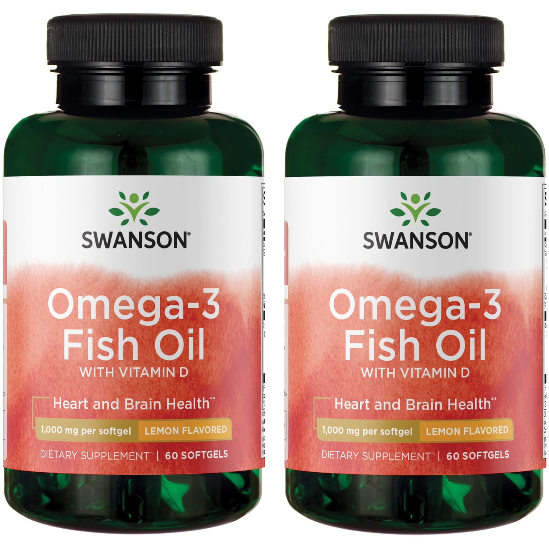 Swanson Omega-3 Fish Oil with Vitamin D - Lemon Flavored  2 Pack