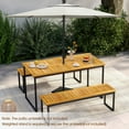 thumbnail image 2 of Costway Acacia Wood Dining Table for 6 People 55" Rectangle Patio Table with Umbrella Hole, 2 of 9