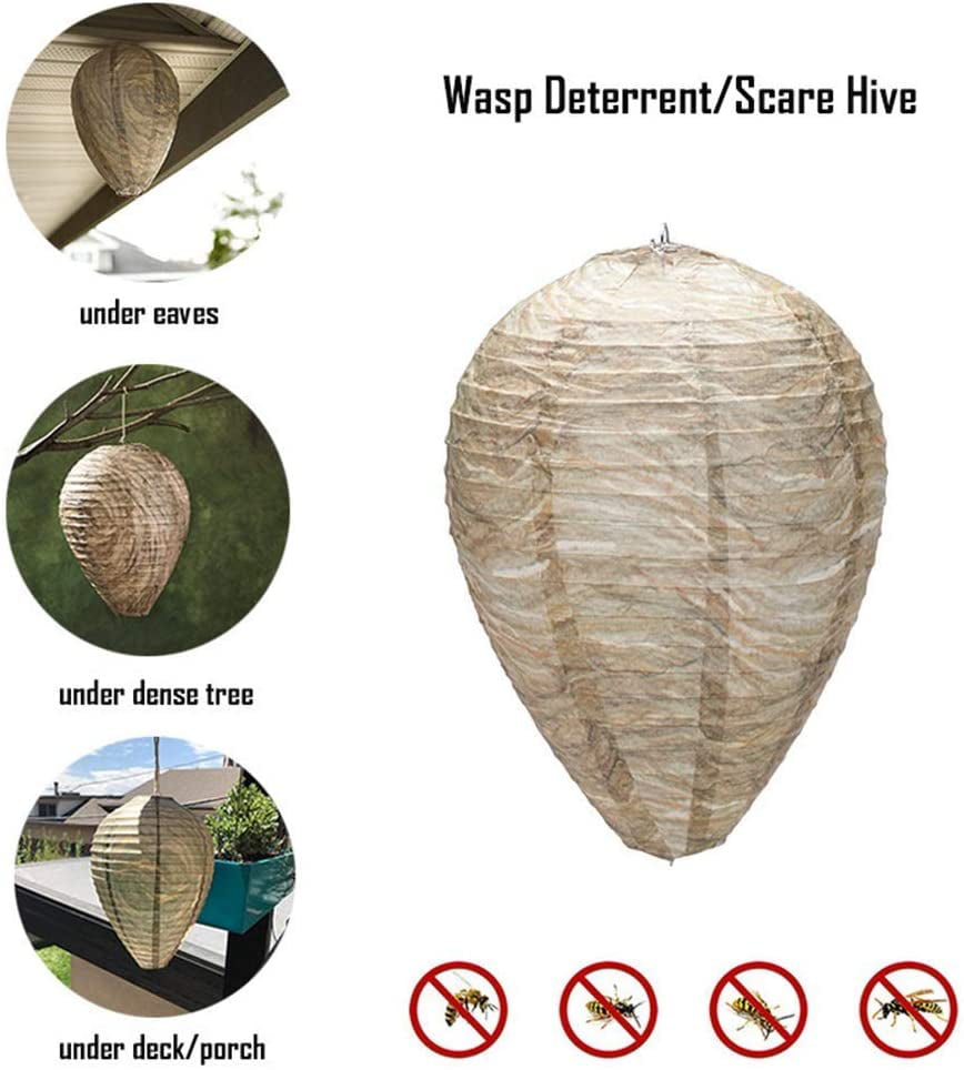 Wasp Nest Decoy Dark Colour 6 Pack Natural Wasp Repellent Wasp Trap Waterproof Hanging Fake Wasp Nest bee Wasp & Hornet Control for Home and Garden Outdoors 