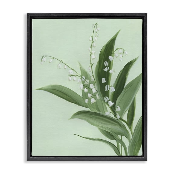 Stupell Industries Gentle Lily of Valley Black Framed Floater Canvas Wall Art, design by Grace Popp