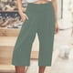 thumbnail image 1 of WILLBEST Pantalones Casuales para Mujer, de Imitación de Lino y Color Liso, con Cintura Elástica, Deportivos, Capri, para Uso Diario. Grande, 1 of 4