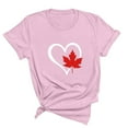 thumbnail image 5 of WREESH Women's Graphic Canada Day Tee Short Sleeve Round Neck Blouse with Maple Leaf Print Pink, 5 of 5