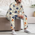 thumbnail image 7 of Picia Flower Leaves Pattern Men’s Long-Sleeve Sleepwear Set - Soft 2-Piece Loungewear with Pockets, Comfy PJs for Relaxing Nights-Large, 7 of 7
