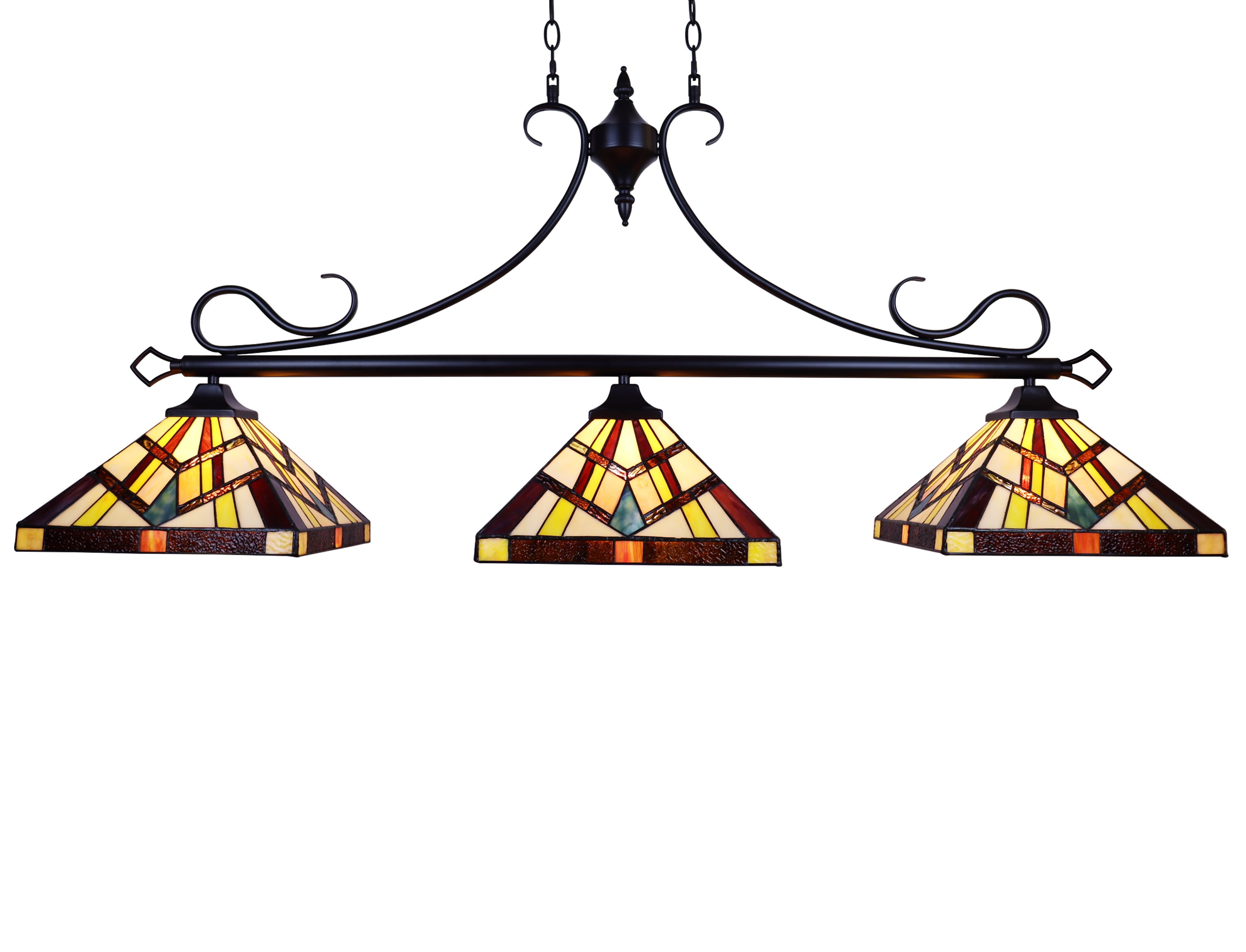 Vincent Bronze 49" Stained Glass Mission Island Pendant