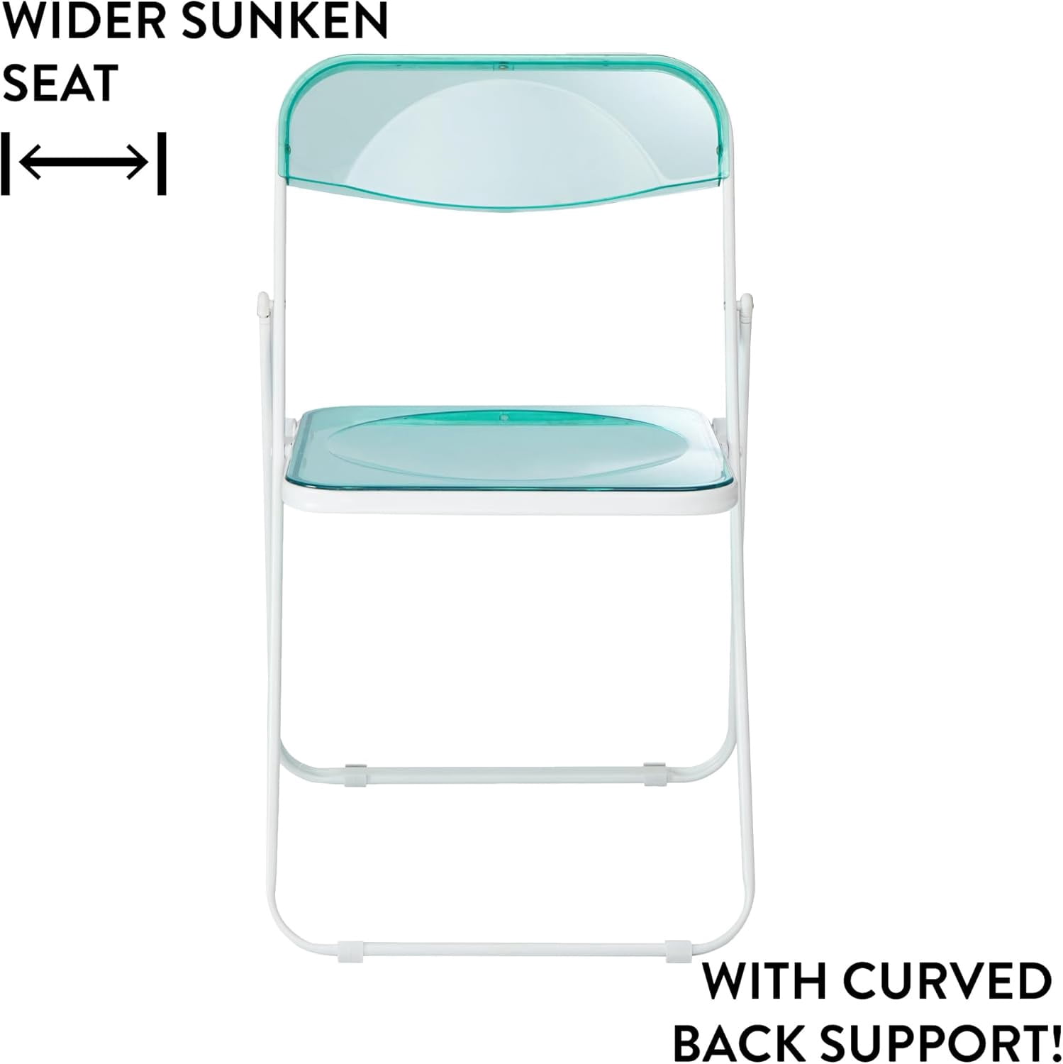 Urban Shop Transparent Acrylic Modern Folding Chair with Chrome Frame, Mint
