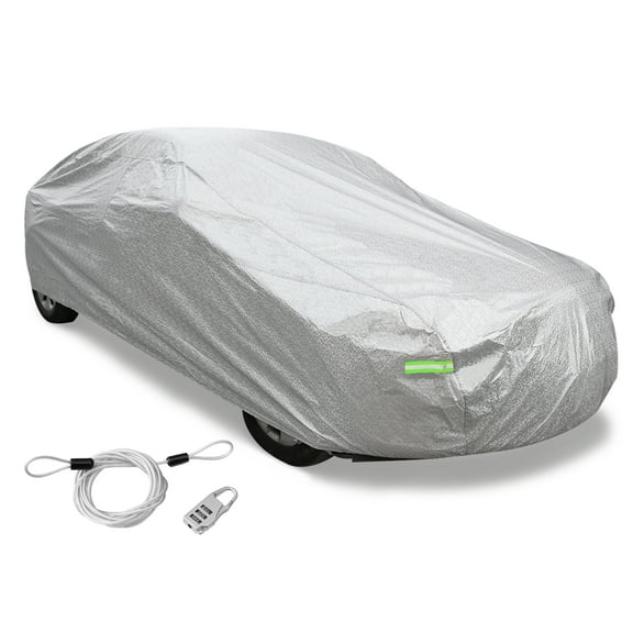Unique Bargains Waterproof Car Cover W/ Password Lock Universal for sedan cars Soft Aluminum Silver Tone 224"x75"x63"